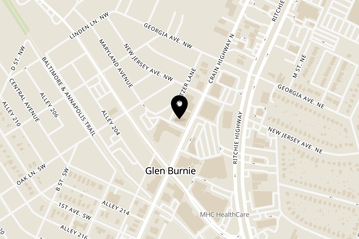 Map showing the location of El Cabrito Mexican Grill Glen Burnie 200 on 200 Crain Hwy N in Glen Burnie