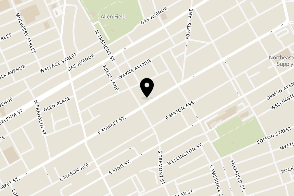Map showing the location of El Cabrito Mexican Grill York on 917 E Market St in York